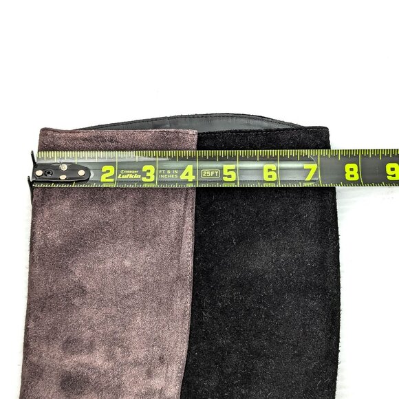 Tory Burch Lilah Patchworks Black Grey Leather Pointy Toe Western Boots 7.5 - Picture 6 of 9